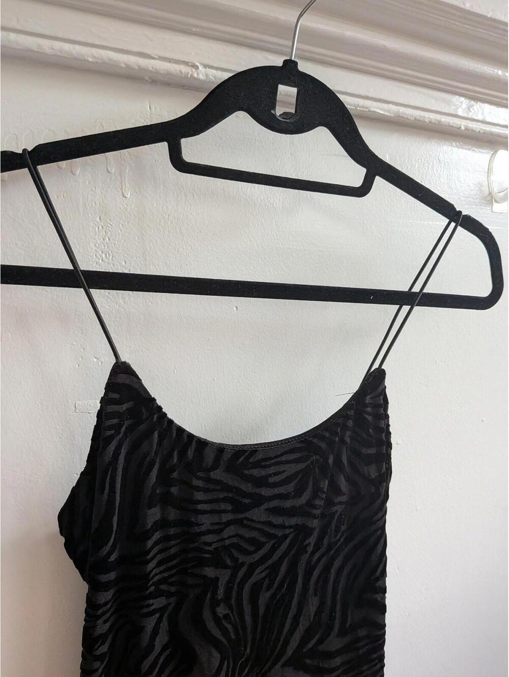 Wild Fable Slip Dress Juniors XS Black Animal Print Velvet Bodycon Midi - Picture 4 of 6